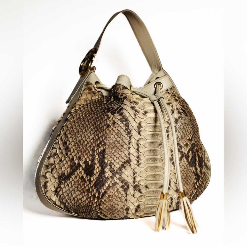 Gucci Tawny Python Interlocking Shoulder Bucket B… - image 3